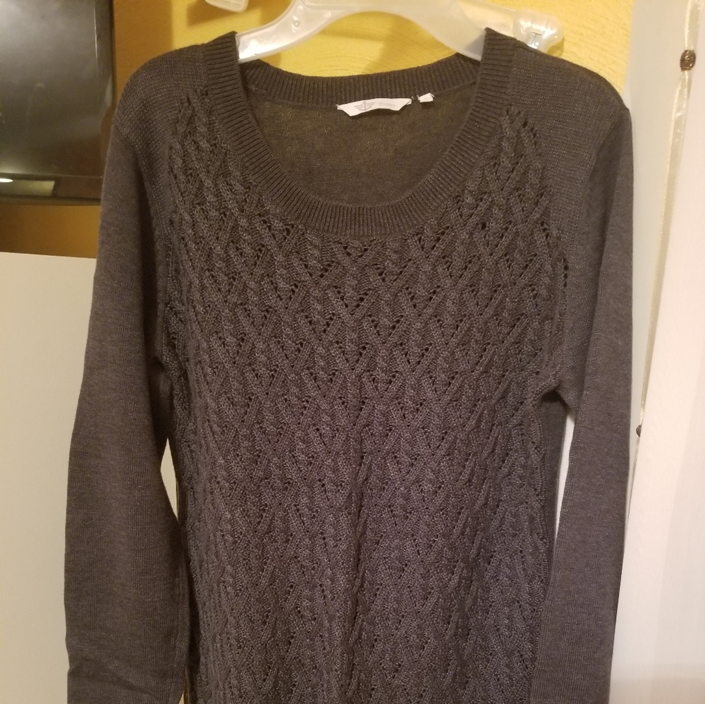 Woven Sweater, Gray Long Sleeve
